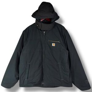 VTG Men's Carhartt Sierra Fleece Lined Quick Duck Hoodie Jacket Black Size XL